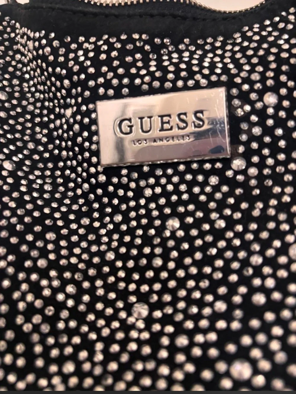 GUESS Black Shoulder Bag with Crystal Stud Detail